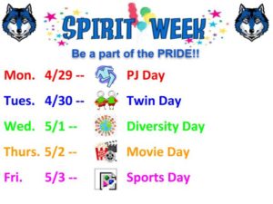 Spring Spirit Week -- 4/29-5/3