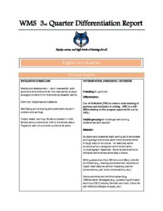 WMS 3rd Quarter Differentiation Report red ink