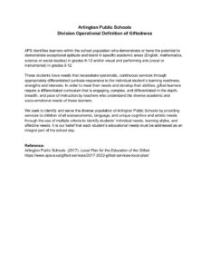 APS Division Operational Defintion of Giftedness