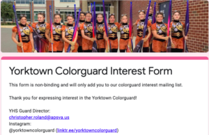 YHS Color Guard -- Interest Form, 2022