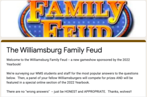 Williamsburg Family Feud -- survey questions