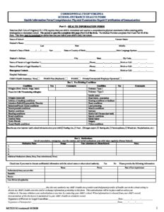 Virginia Physical Exam Form Fillable English Version Williamsburg   Virginia Physical Exam Form Fillable English Version Pdf 232x300 