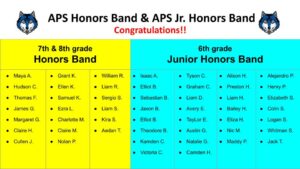 APS Honors & Junior Honors Band, 2024